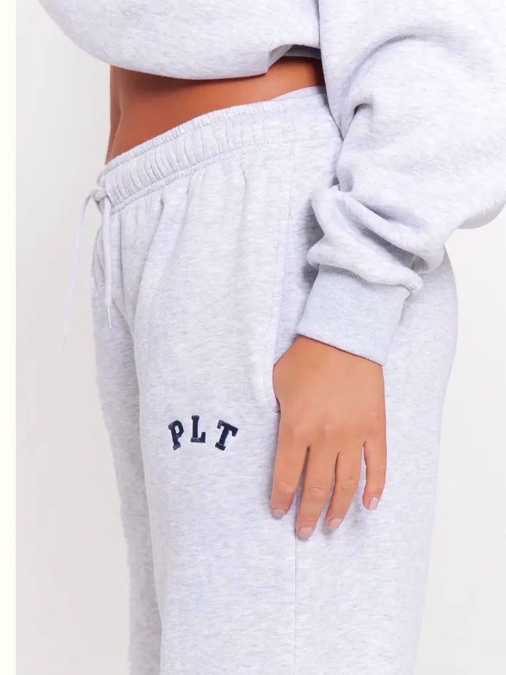 PrettyLittleThing Light Gray PLT Logo Joggers